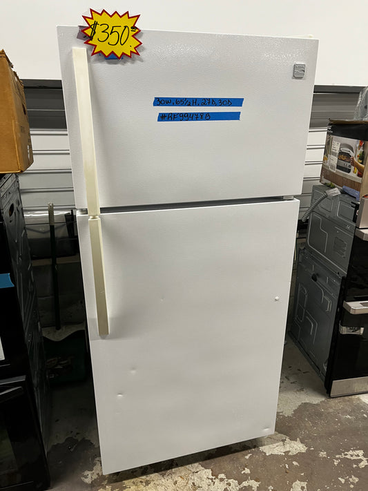 Kenmore top freezer refrigerator in white used refurbished 30” #RF99478B