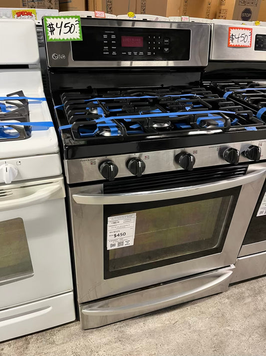 - LG gas range stainless steel 5 burner convection bake broil roast self clean 30" #ER674DB