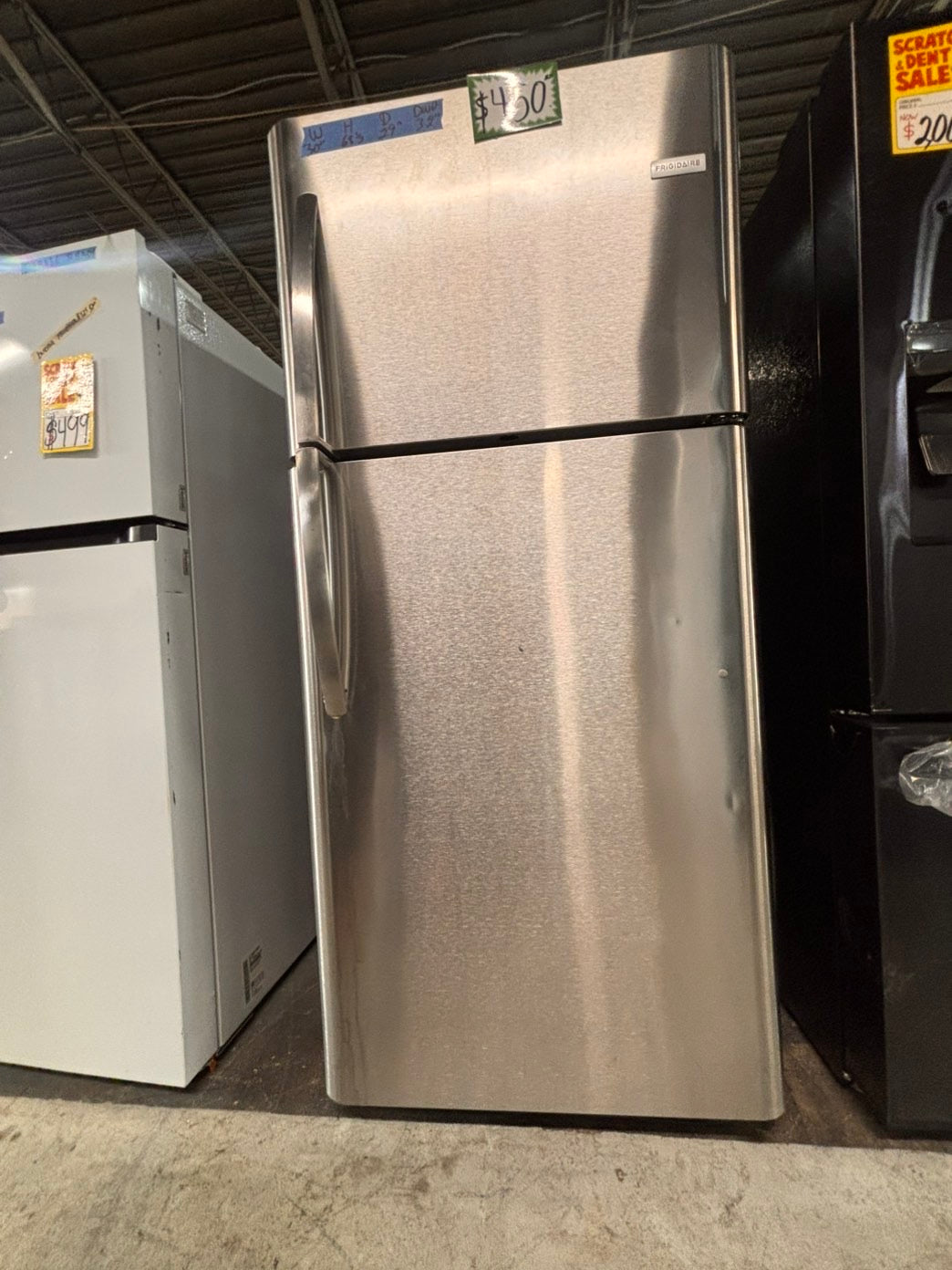 >*frigidaire  top freezer refrigerator stainless steel used-refurbished 30"x 681/2h #RF21RB
