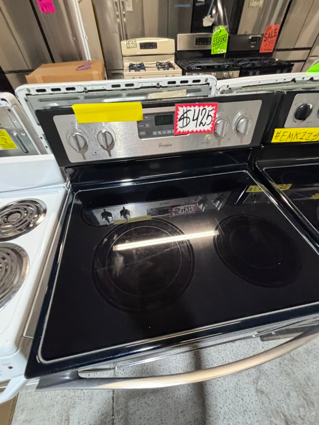 >*whirlpool electric 220v glass top range 5 burner  bake Broil roast convection oven  self clean stainless steel 30" Refurbished #EW55SPB