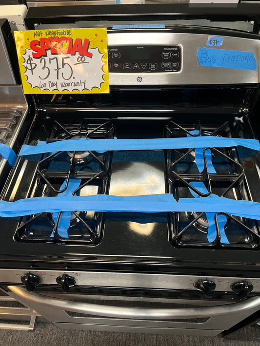 Refurbished GE Gas (Propane )range 4 burner bake broil hi/lo self clean stainless steel Refurbished 30" #GRR12L