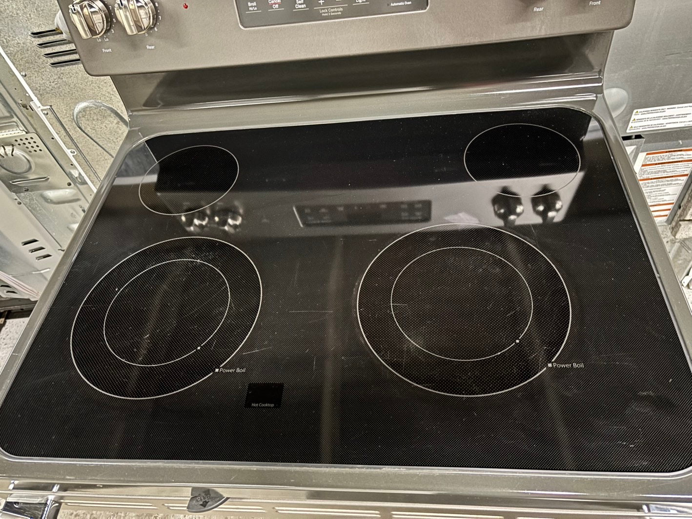 🎉 BLACK FRIDAY ⚡️ GE slate glass top electric range 220v 5 burner warm zone Refurbished stainless steel bake Broil self clean fast boil 30" #RE8941B-TS