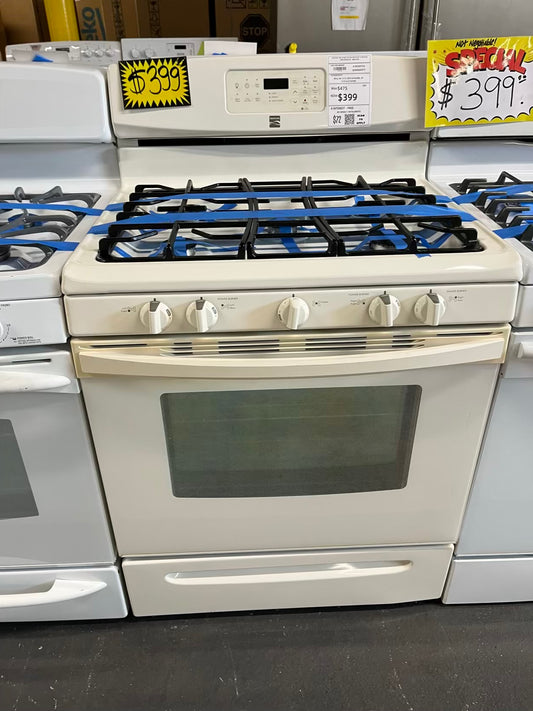 Kenmore Gas range 5 burner bake broil in off white Refurbished 30" #GR213TB