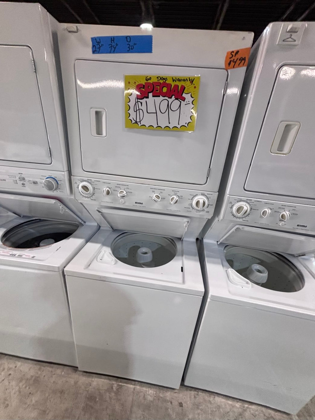 }special 🎈🎈Kenmore used-  refurbished stacked laundry center Electric 220v washer & dryer unit in white 27" #LC27A15B