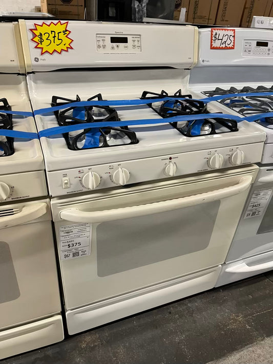 GE spectra gas range 4 burner bake broil hi/lo self clean in white 1130" Refurbished #ER270JB