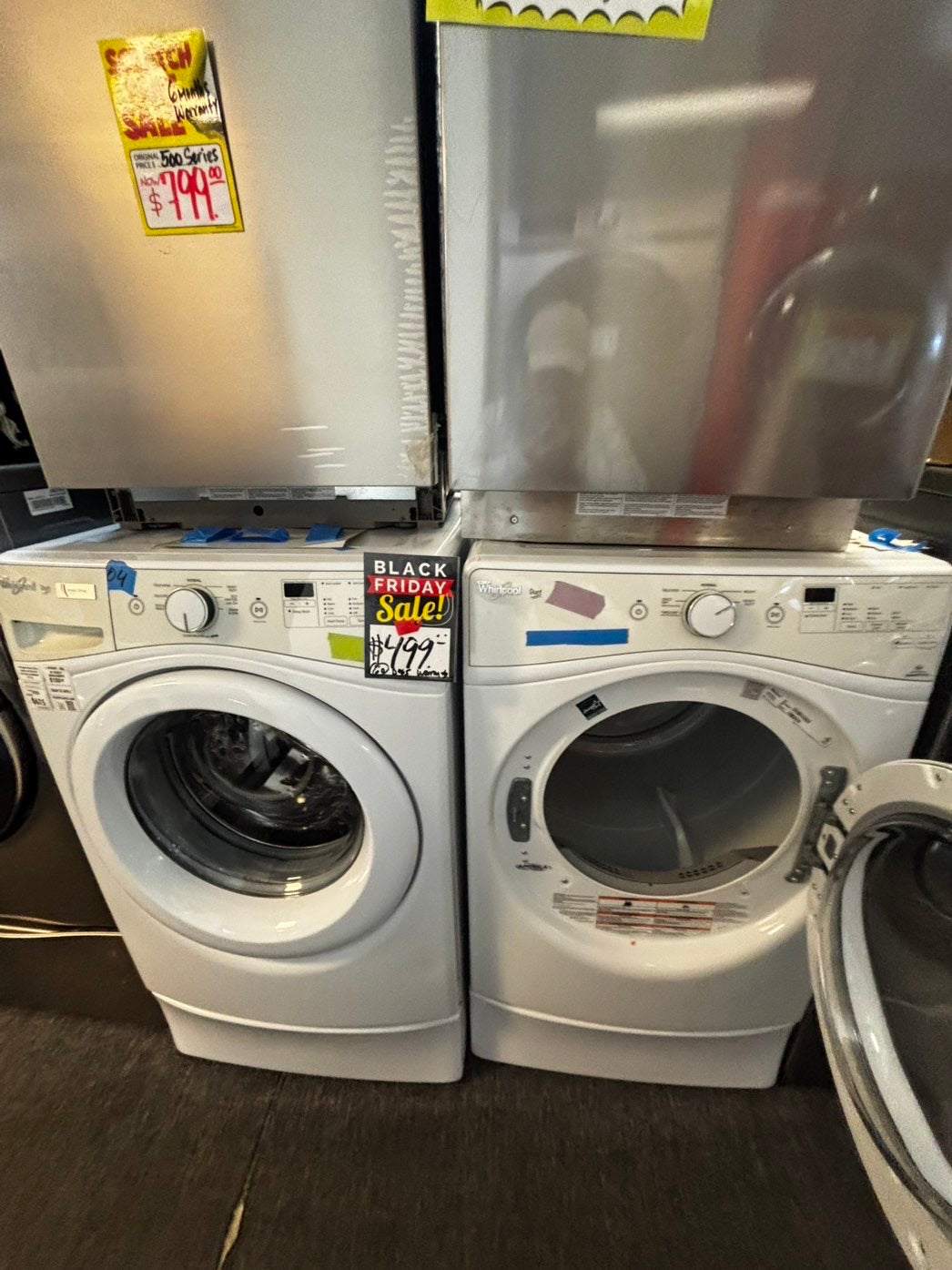 -Black Friday sale 🦃Whirlpool electric 220v washer and dryer set front load w/pedestal 27" in 
ITEM #Refurbished ED957PL