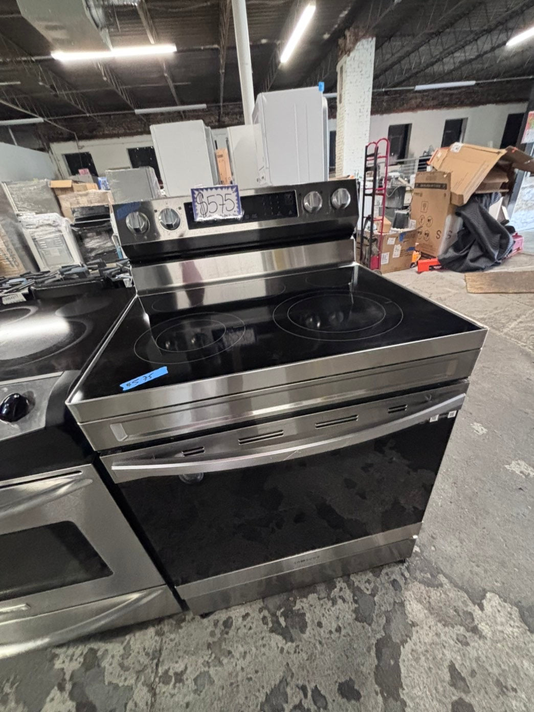 >>samsung Air-fry Glass Top electric stove stainless steel convection oven bake broil 5 burner Self clean 30” used-Refurbished #ESSWQ1B