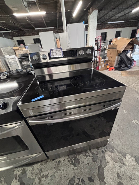 >>samsung Air-fry Glass Top electric stove stainless steel convection oven bake broil 5 burner Self clean 30” used-Refurbished #ESSWQ1B
