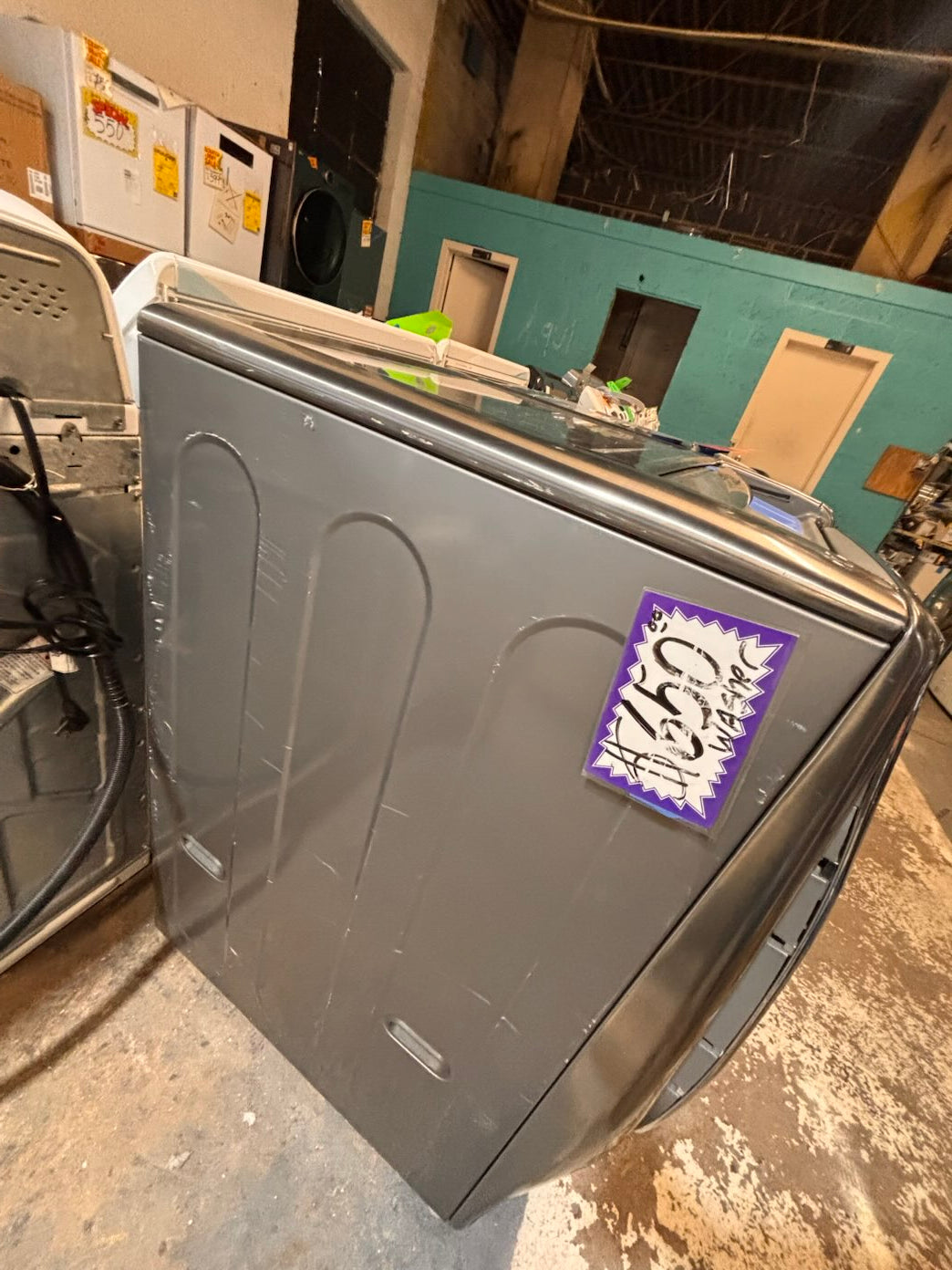 }} gray used washer & new open box dryer LG mega capacity gray front load  stackable or side by side  29” wide , used-Refurbished #MCP21WB