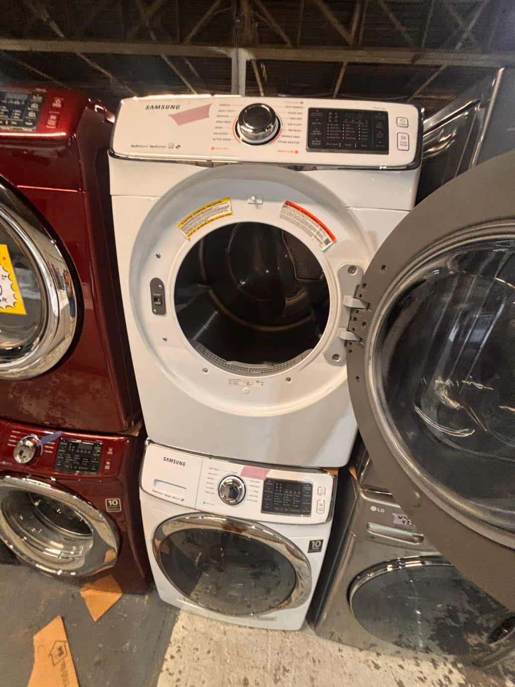 >*Samsung steam washer 4.5 cu ft & dryer 7.5 cu ft set electric steam 220v front load stackable or side by side - sensor dry white color   #WD658SET
