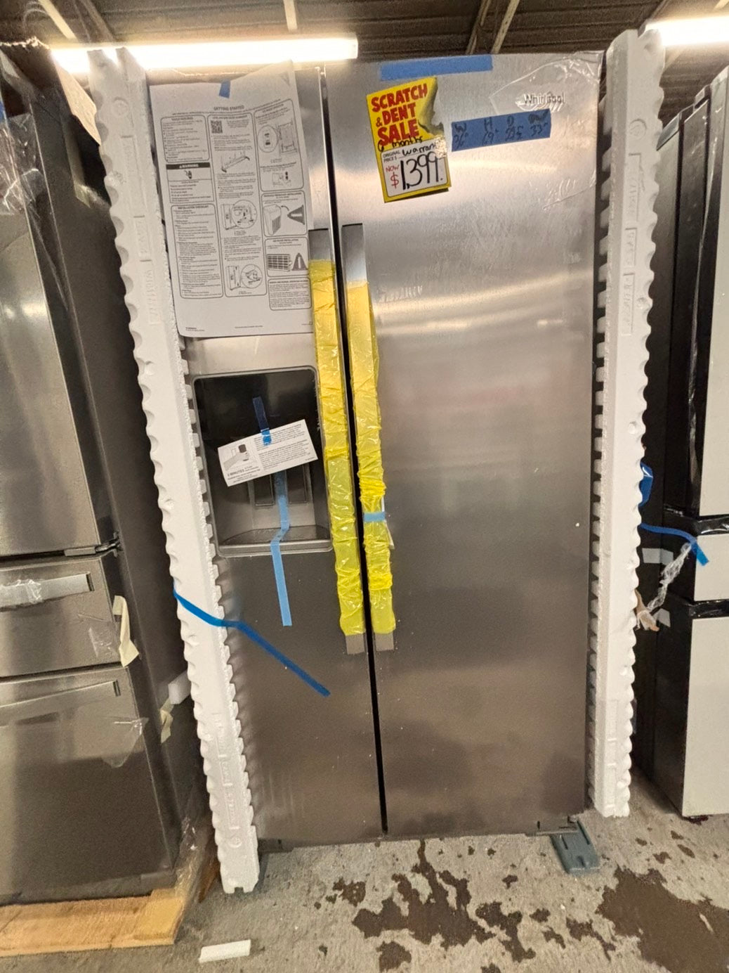 >newOpen Box 📦 | scratch & dent Whirlpool full size  36”in. Side-by-Side Refrigerator in Stainless Steel with iced maker & water dispenser #FWR266B