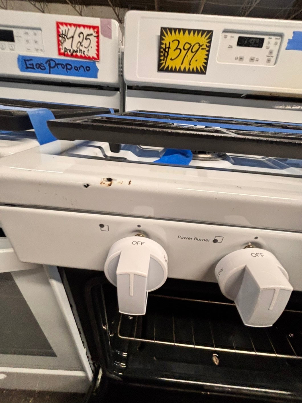 >Whirlpool Gas stove  oven  4Burner broil & bake 30” white used-refurbished #AWPDAB