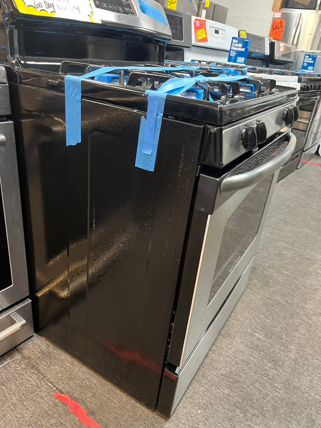 Refurbished GE Gas (Propane )range 4 burner bake broil hi/lo self clean stainless steel Refurbished 30" #GRR12L
