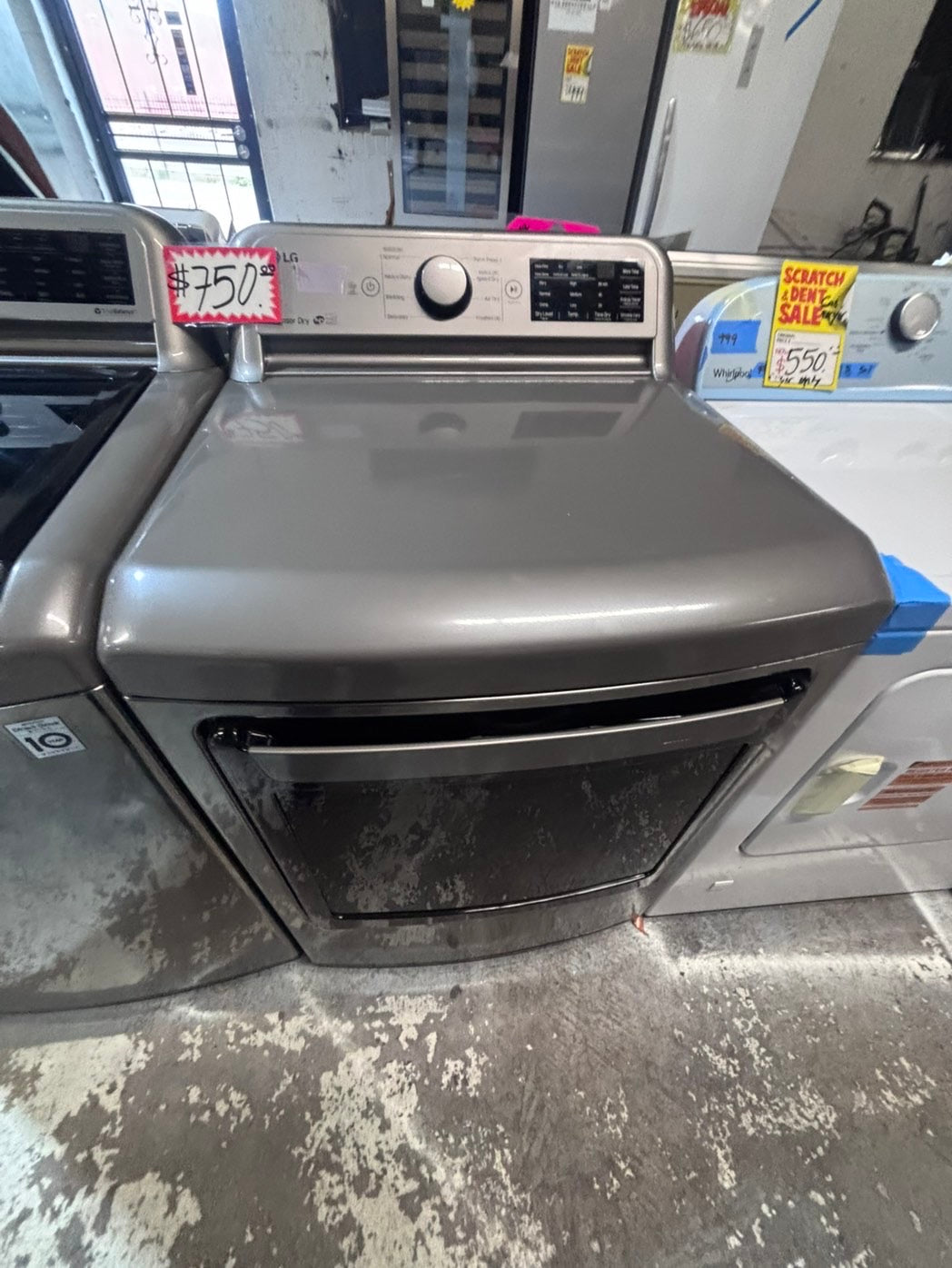 >> LG gray top top load washer large capacity & dryer set electric 220v side x side top load stainless steel drum gray color used-refurbished #WTL1TYB