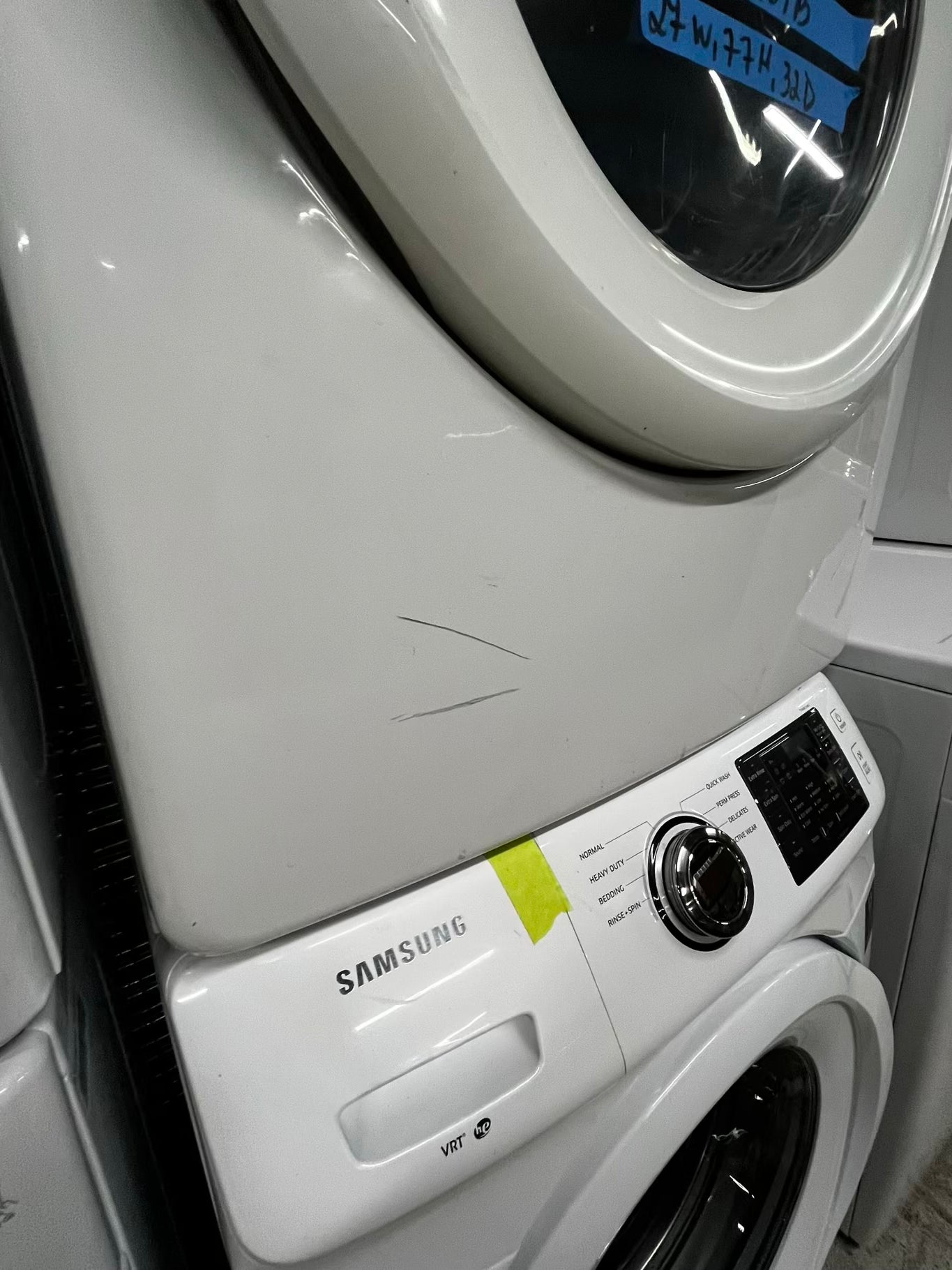 • Samsung  washer 4.5 cu ft & dryer 7.5 cu ft set electric 220v front load stackable or side by side - sensor dry He in white  #WD3946TB
