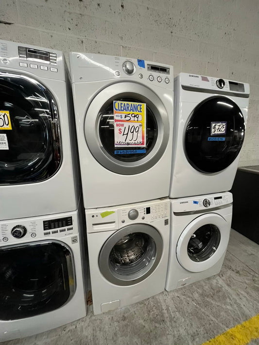 LG washer 4.5 cu ft & dryer 7.5 cu ft set electric 220v front load stackable sensor dry He in white #WD809RB