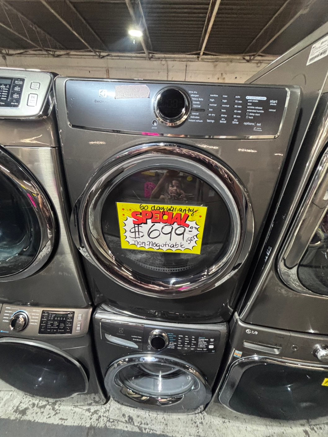 >* special 🔥Electrolux large capacity washer & dryer set electric 220v front load stackable or side by side - sensor dry in gray  #ELT8SET