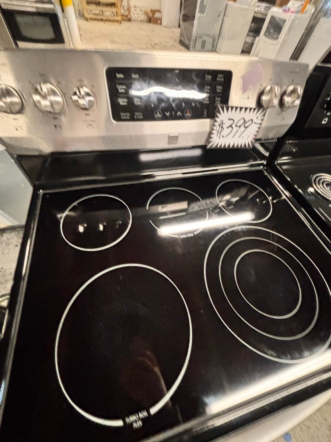 >kenmore glass top electric range 220v 5 burner convection oven quickly bake-warm zone bake broil self clean Refurbished fast boil 30" #ELRA44B