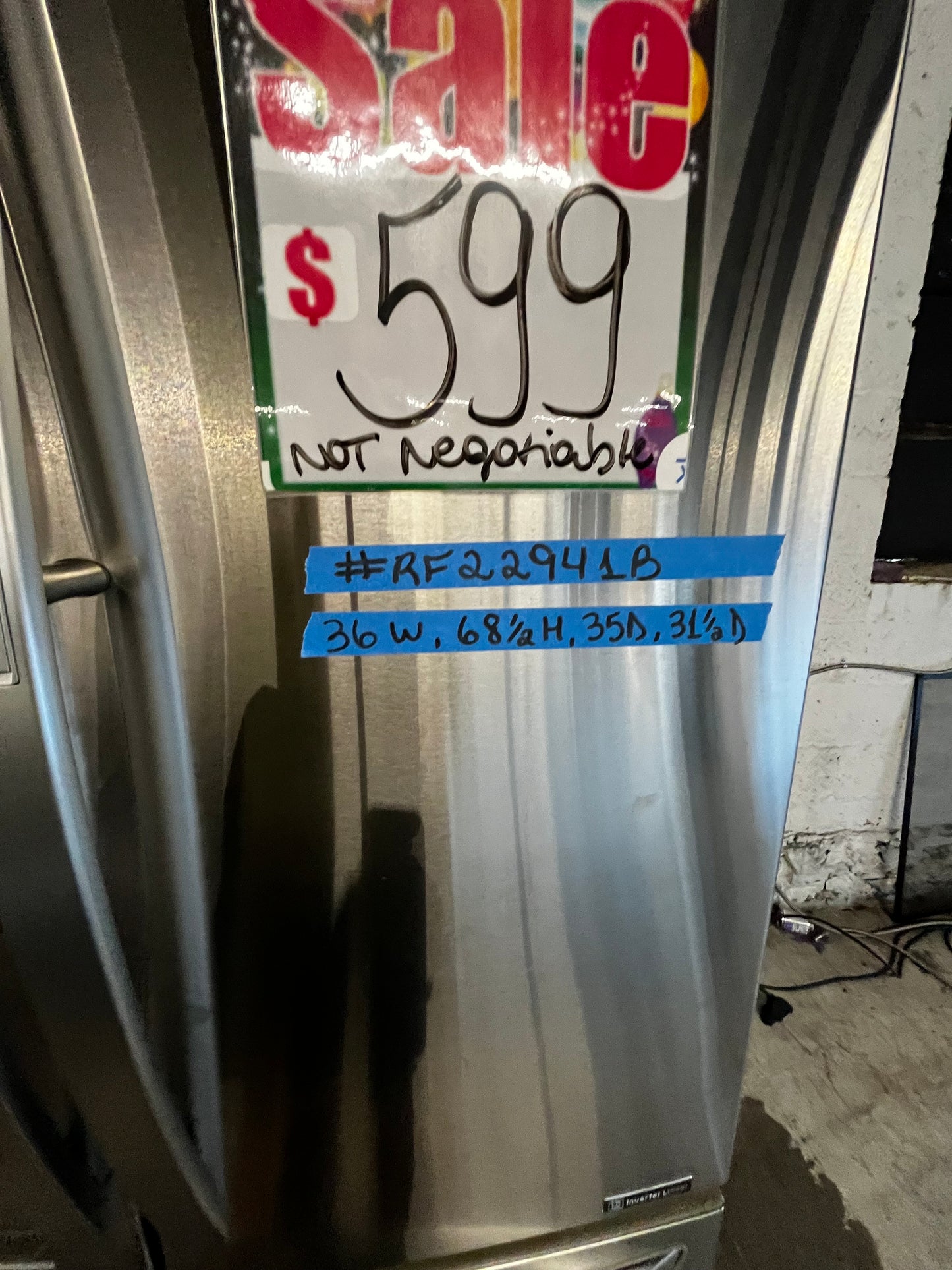 🎁 Holiday Sale 🎄 LG Four door refrigerator Showcase stainless steel w/ice water dispenser 36" Refurbished *NO water ice dispenser #RF22941B