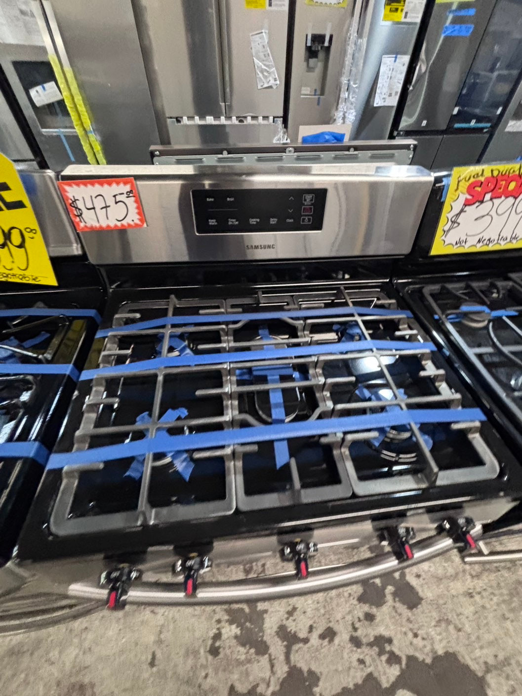 >*samsung Gas range 5 burner convection oven bake ,broil Hi/Lo self clean in stainless steel used-Refurbished 30” #SSY46B