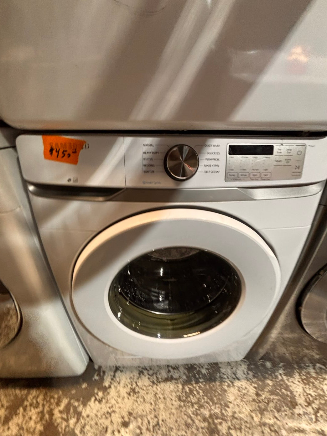 }} Samsung front load  washer large capacity& electric dryer steam set front load stackable or side by side white  27” in used-Refurbished working 💯 with warranty #SAX715ET