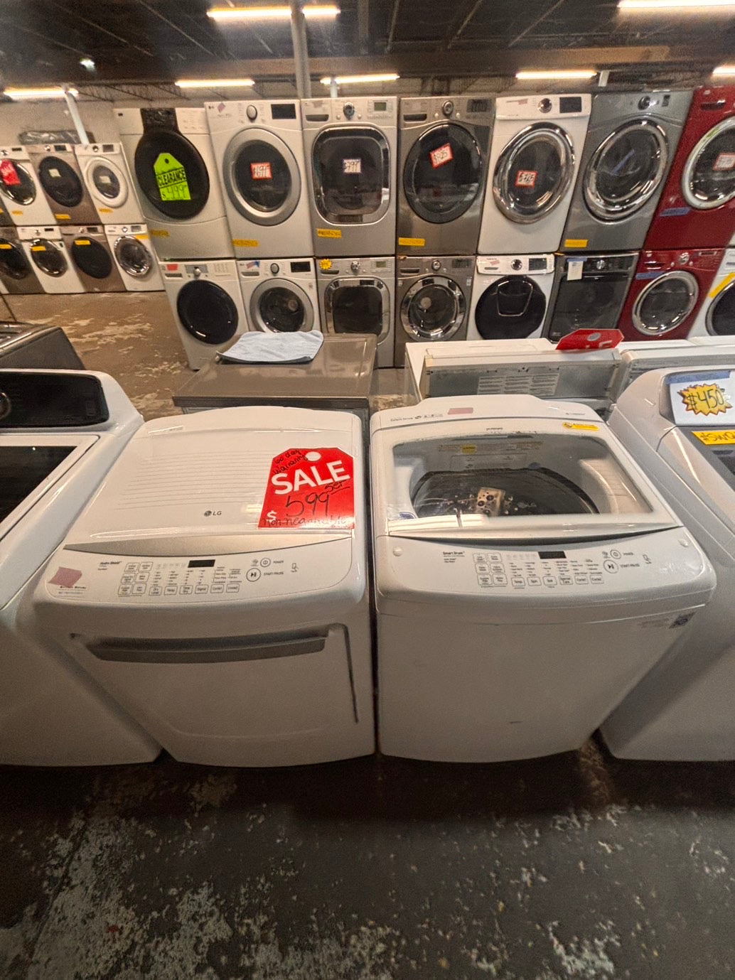 >*LG white  top top load washer large capacity & dryer set electric 220v side x side top load stainless steel drum white color used-refurbished #WYQ1ABB