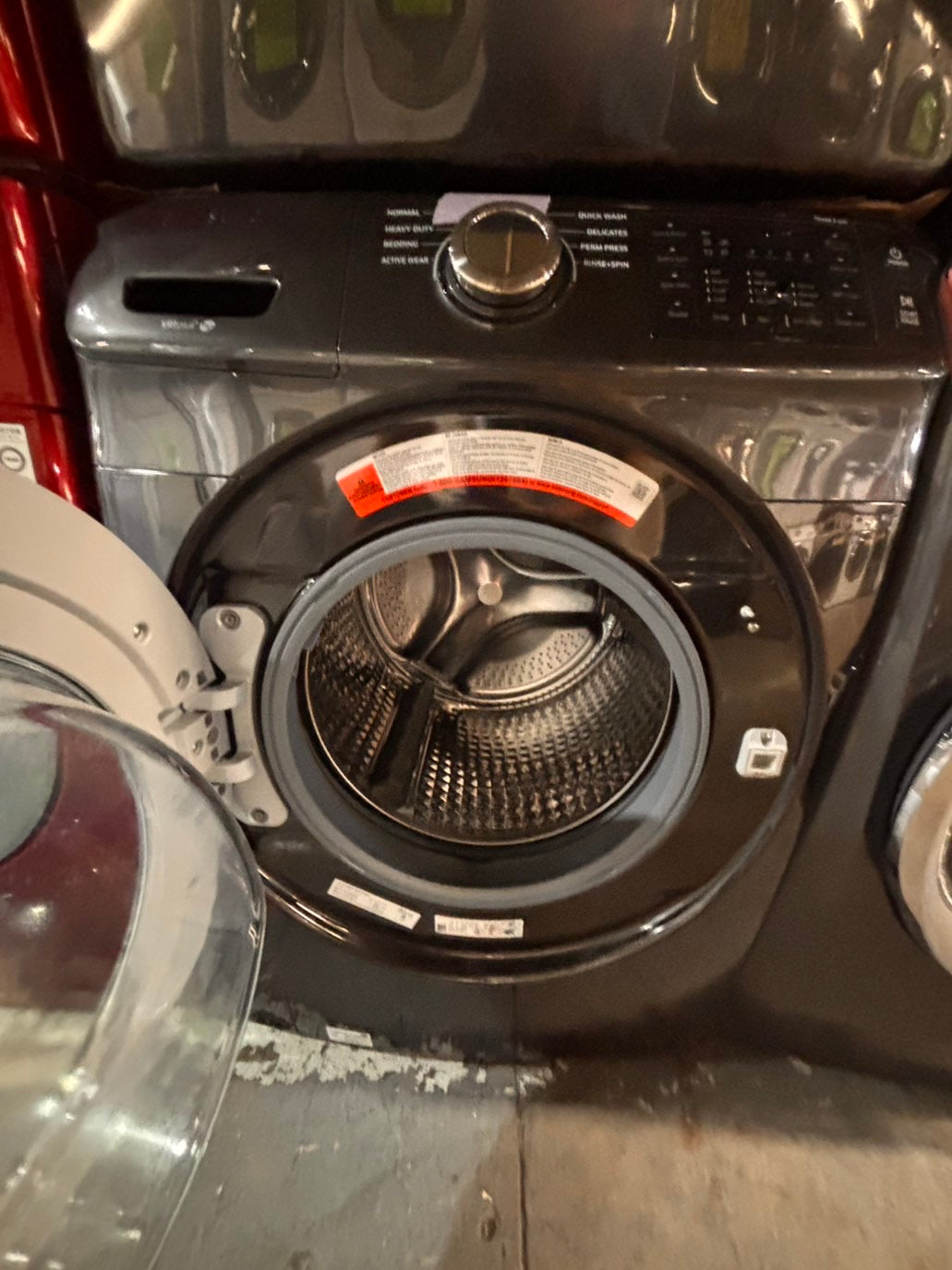 >*Samsung dark gray  washer front load stackable or side by side  27” in used-Refurbished #SGA23WB