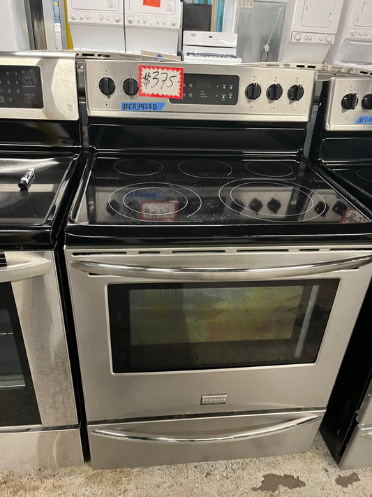 - Frigidaire electric range stainless steel 5 burner warm zone bake roast broil self clean 30” item number #ER342FB