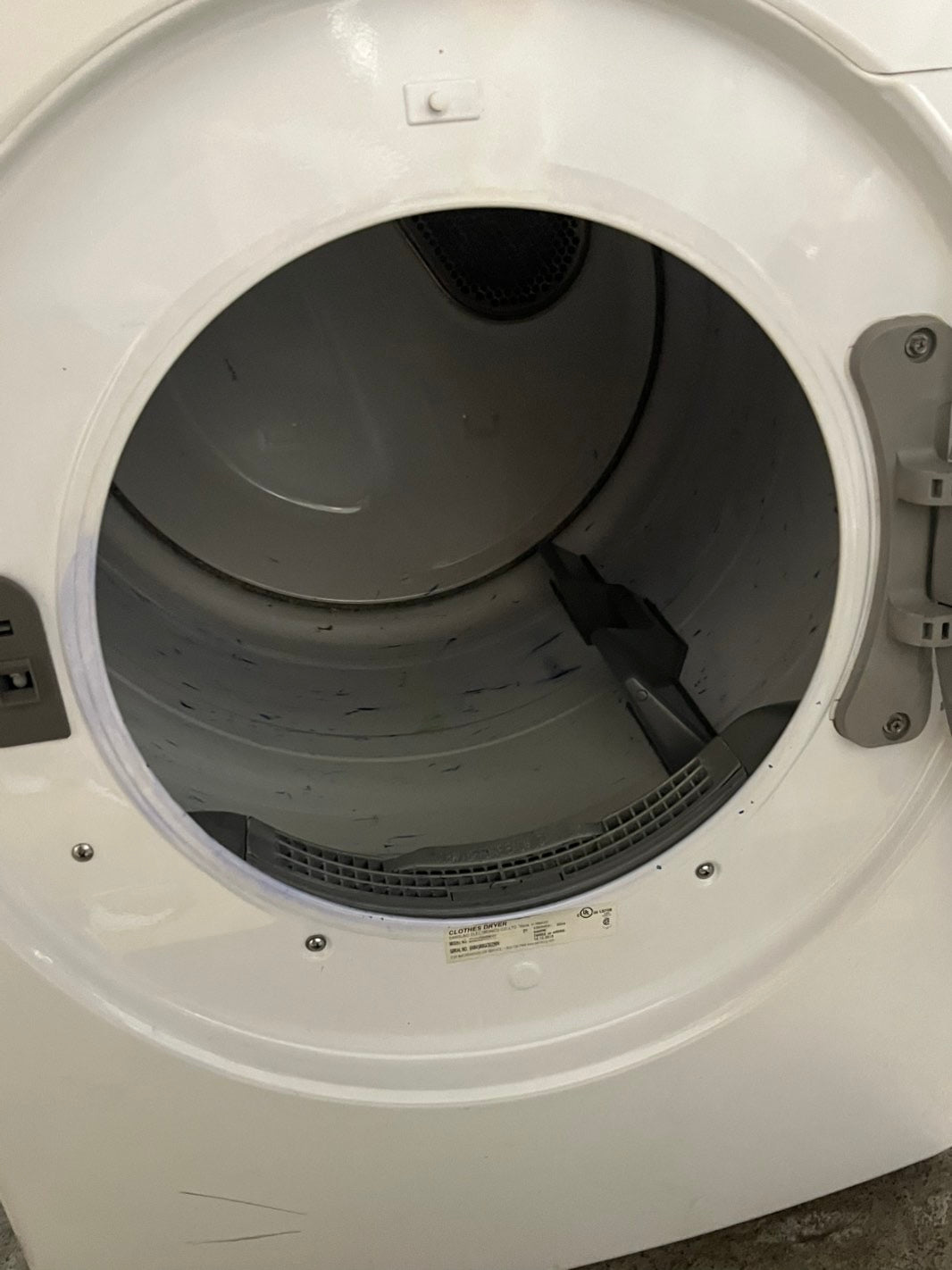 Samsung white front load electric dryer 7.8 cu. ft. Large capacity, 27” stackable or side by side  used-refurbished         #SSS11NB