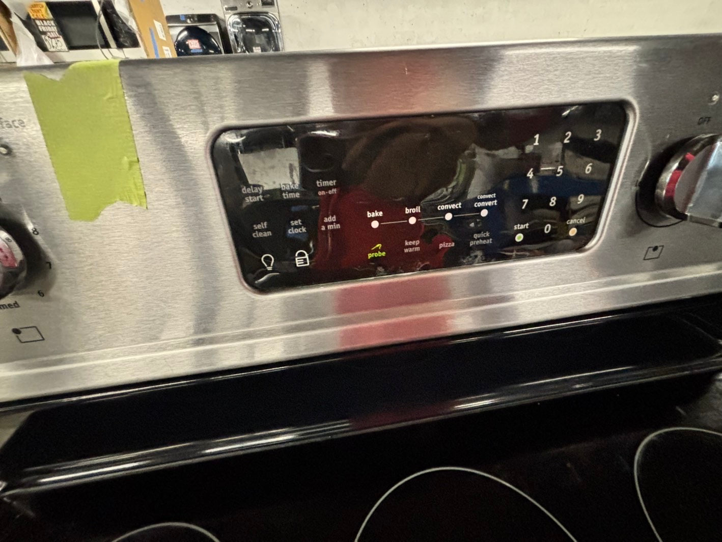 *Frigidaire glass top electric range 220v 5 burner convection oven -warm zone bake broil self clean Refurbished stainless steel fast boil 30" #EE3F1CB