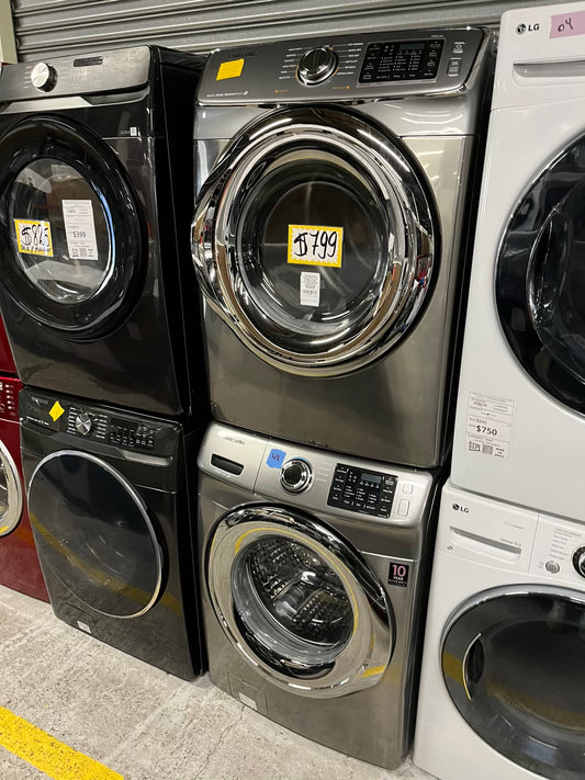 Samsung steam cycle washer 4.5 cu ft & dryer 7.5 cu ft set electric 220v front load stackable sensor dry He stainless steel #WD853UB