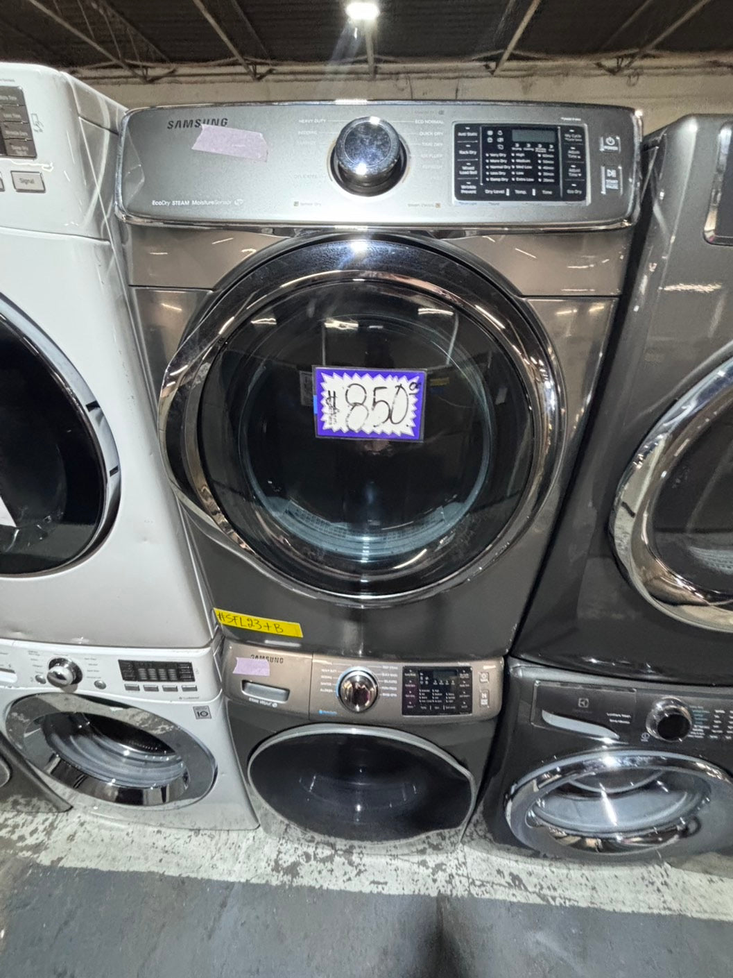 >*Samsung gray washer 4.5cu. ft. Large capacity, & electric dryer set in great condition 27” stackable or side by side  used-refurbished  #SFL23TB