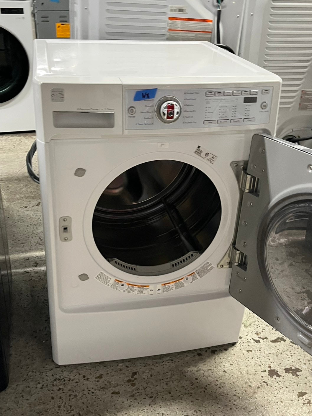 -Kenmore Steam Dryer front load stackable electric 220v dryer in white 27" #EDKN12B