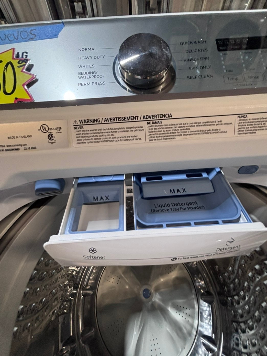 >*samsung extra Large capacity white color Top load washer Drum stainless steel used,refurbished #SWQR57B