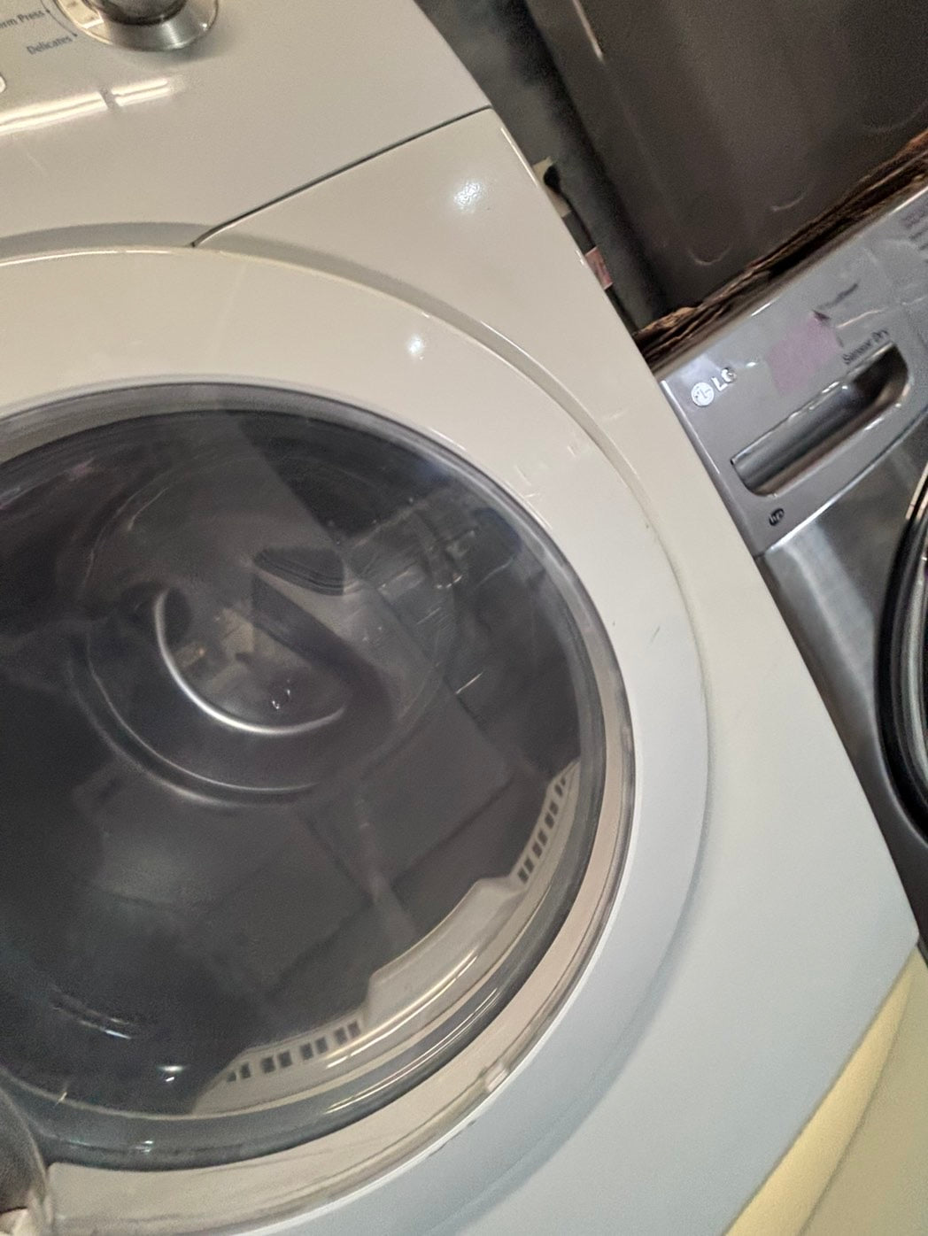 >-*July 4th sale 🇺🇸 Samsung   Dryer electric 220v in front load w/pedestal extra storage large capacity 27" used-refurbished #ESSGE6XB