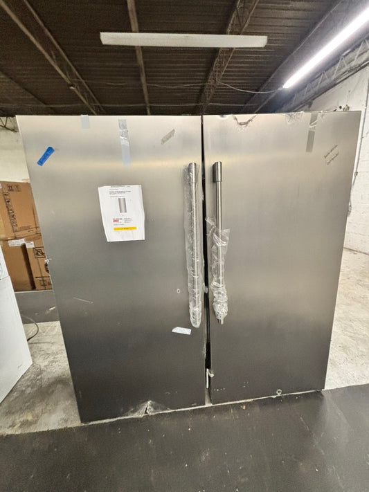 *Combo 2pc. Frigidaire /Fridge with water dispenser & freezer with ice maker inside , 20cu.ft up-right 32 1/5 wide stainless steel counter depth new scratch and dent  /item number #RFF909B