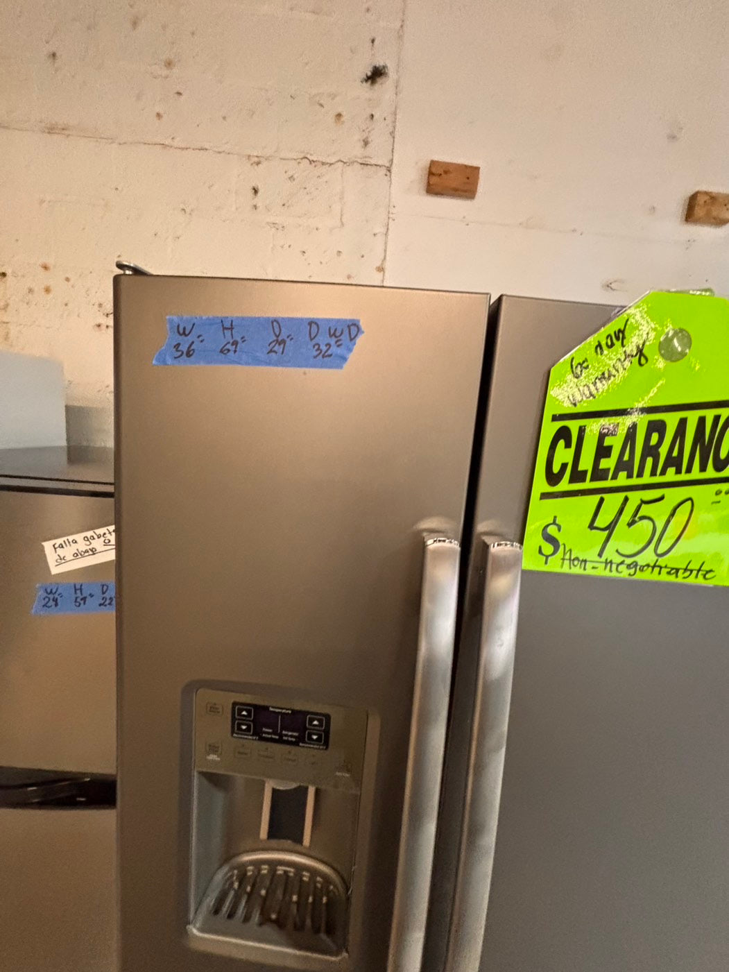 >*CLEARANCE🔥🔥GE Side x side  36”x 69”h x 29depth ,Refrigerator slate  with ice maker & water dispenser /. 36” 26cu.ft used-Refurbished. Item number  #RFU114B