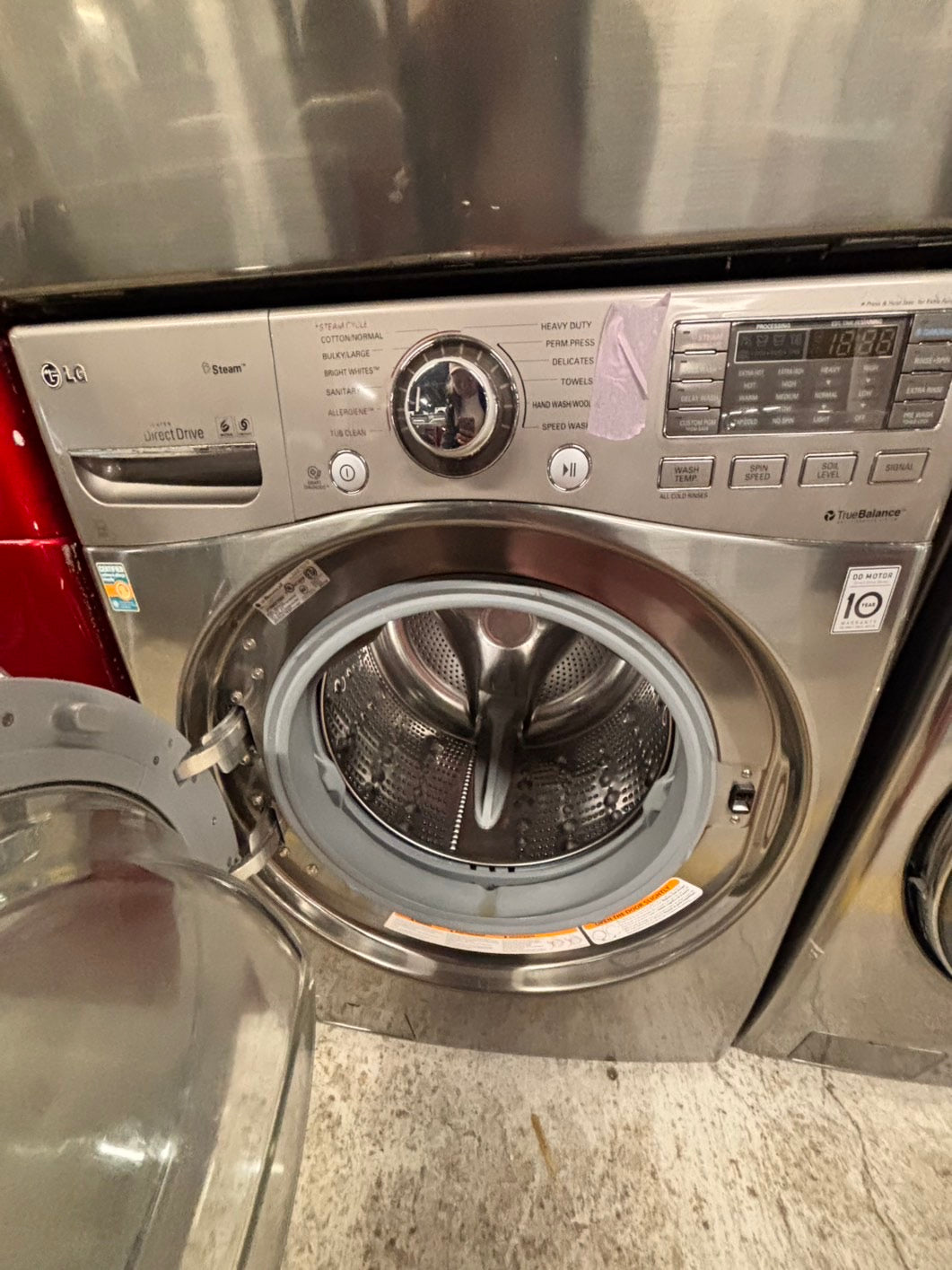 >special 🔥LG GAS  washer large capacity& dryer steam set front load stackable or side by side gray 27” in used-Refurbished #FWP33BSET