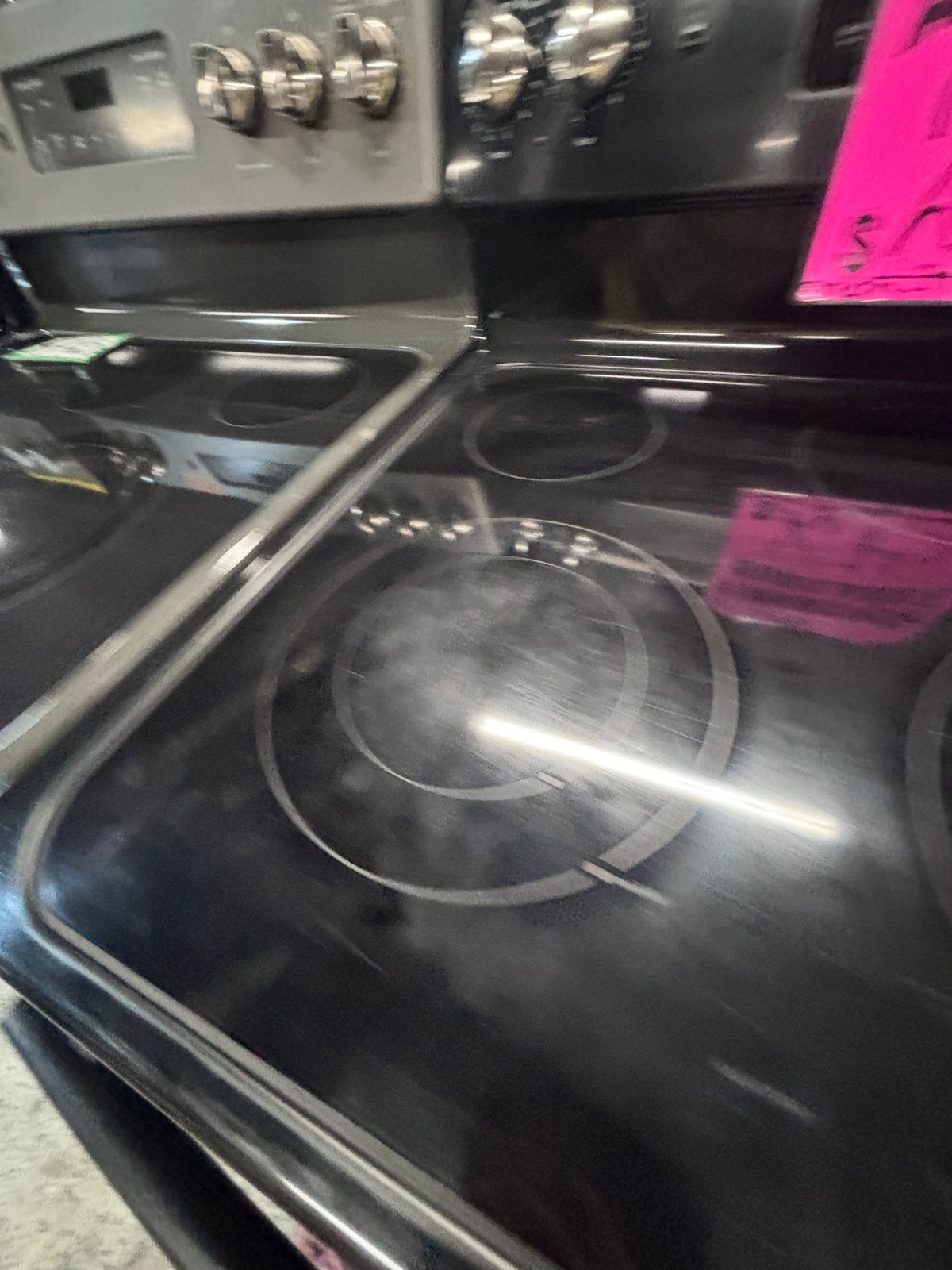 }sale🎈GE black electric 220v glass top range 5 burners bake Broil roast self clean black color 30" used-Refurbished working 💯with warranty  #BGE41B