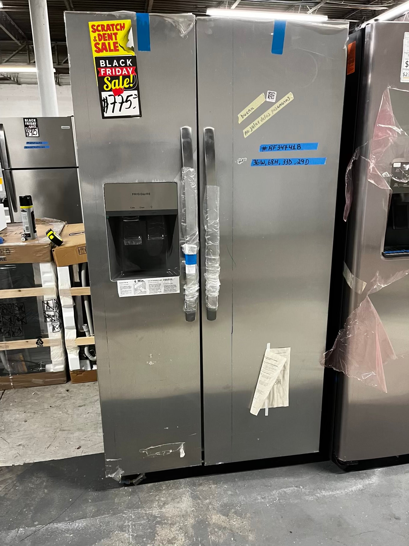* 🎉 BlacK Friday ⚡️ Open Box 📦 | scratch & dent Frigidaire side x side  refrigerator w/ice water dispenser stainless steel 36" #RF34741B