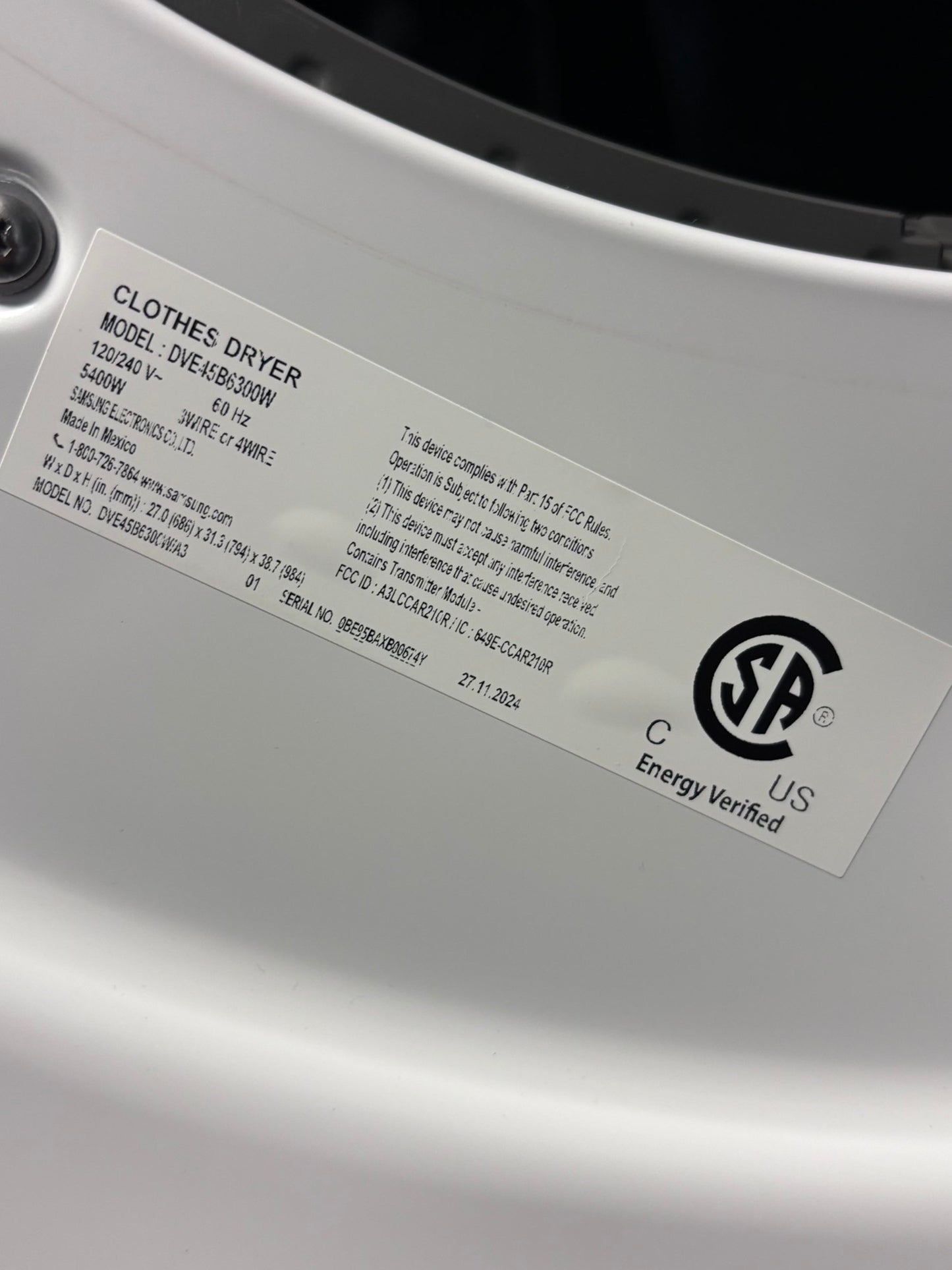 >Open Box 📦 Scratch & Dent mix match Samsung 5.0cu. ft. High-Efficiency Front Load Washer  with Self-Clean+ & Samsung 7.5 cu. ft. Vented Smart Stackable Electric 220v Dryer In White w/ Steam 27" in #WM315TBSET