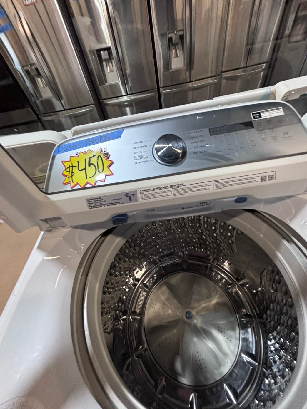 >*samsung extra Large capacity white color Top load washer Drum stainless steel used,refurbished #SWQR57B