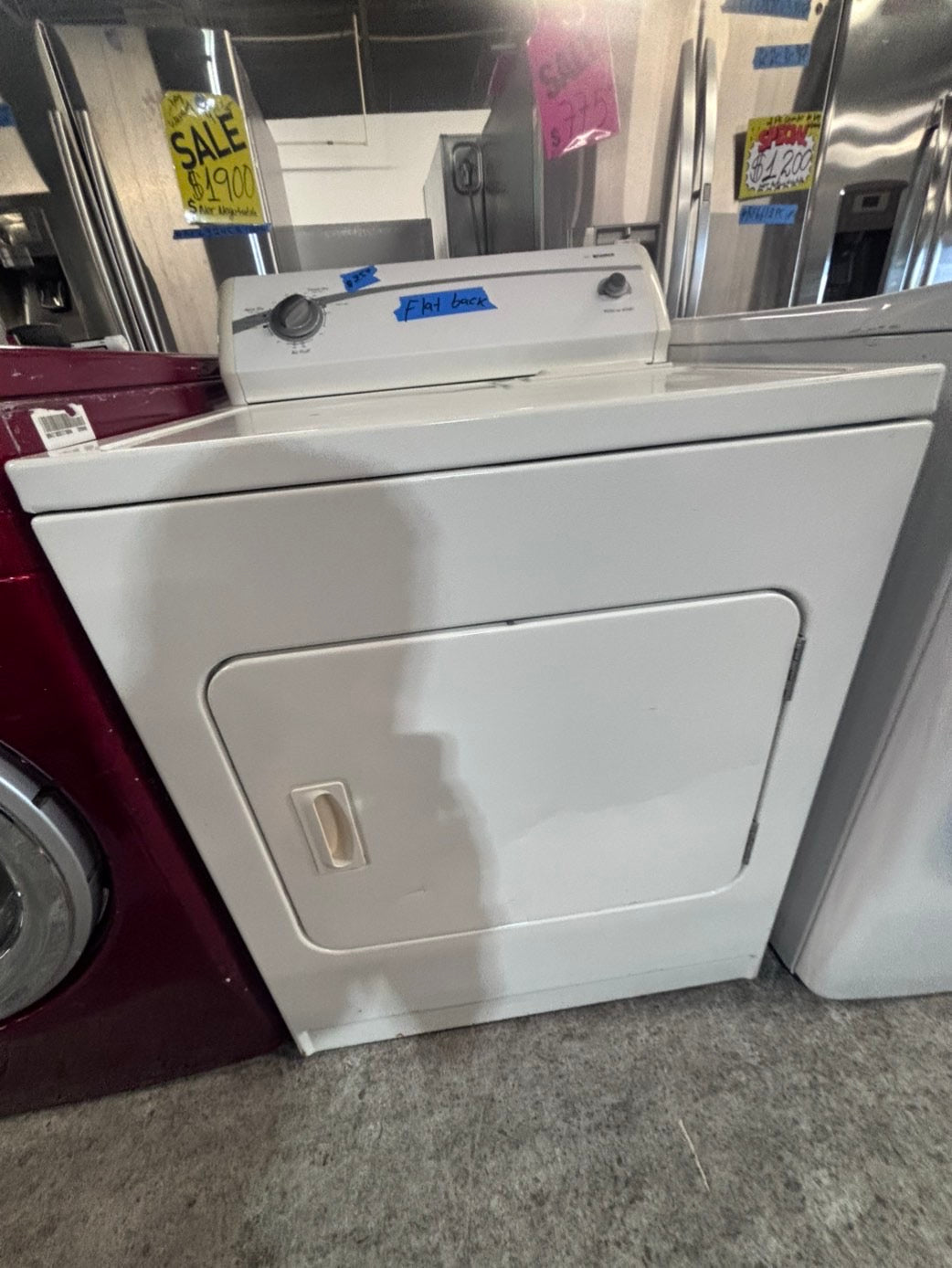 >*kenmore  flat back side x side extra large capacity electric 220v dryer  29” wide.    26”in Depth ,used -Refurbished #EDZN55B