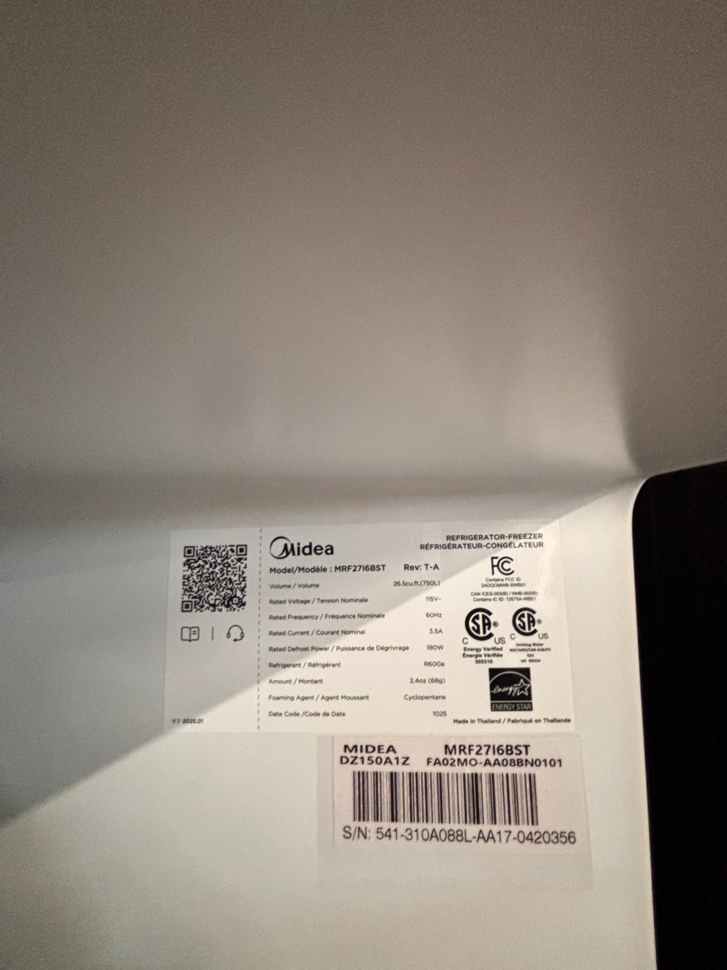>special🎈New open box midea (costumer return )27cu.ft in Cu. Ft. French Door Smart Refrigerator with ice maker & water inside  - Stainless Steel #RFN45YB