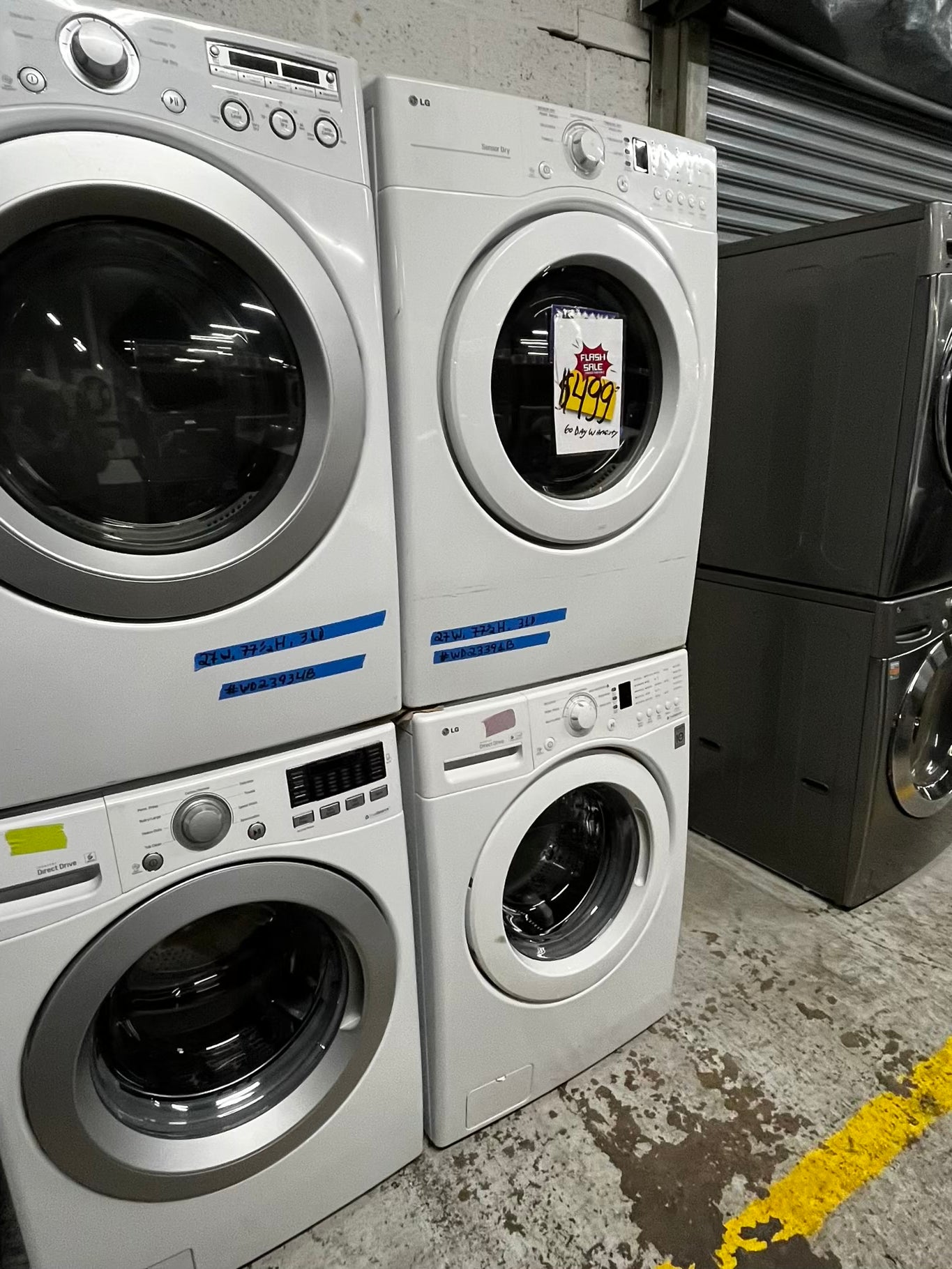 * 🎉 Black Friday - LG washer 4.5 cu ft & dryer 7.5 cu ft set electric 220v front load stackable or side by side - sensor dry He in white  #WD23391B