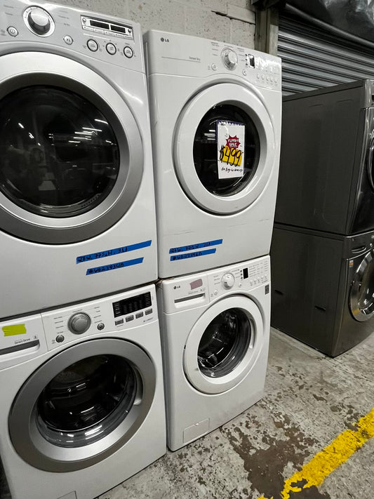 * 🎉 Black Friday - LG washer 4.5 cu ft & dryer 7.5 cu ft set electric 220v front load stackable or side by side - sensor dry He in white  #WD23391B