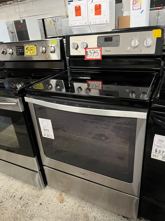 Whirlpool electric range 220v 5 burner warm zone convection bake broil self clean stainless steel Refurbished 30" #ER532KB