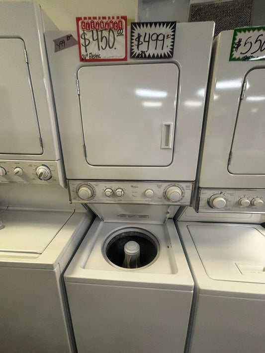 Whirlpool laundry center Electric 220v washer & dryer set in white 24" #LC427PL