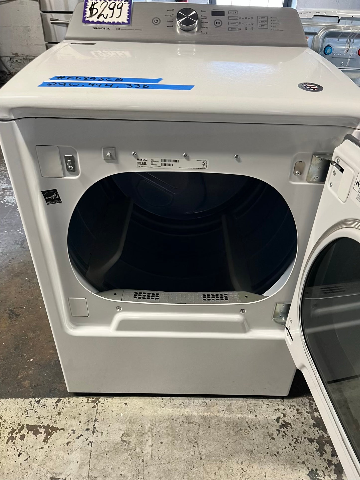 - Maytag electric dryer 220v large capacity in white #ED893CB