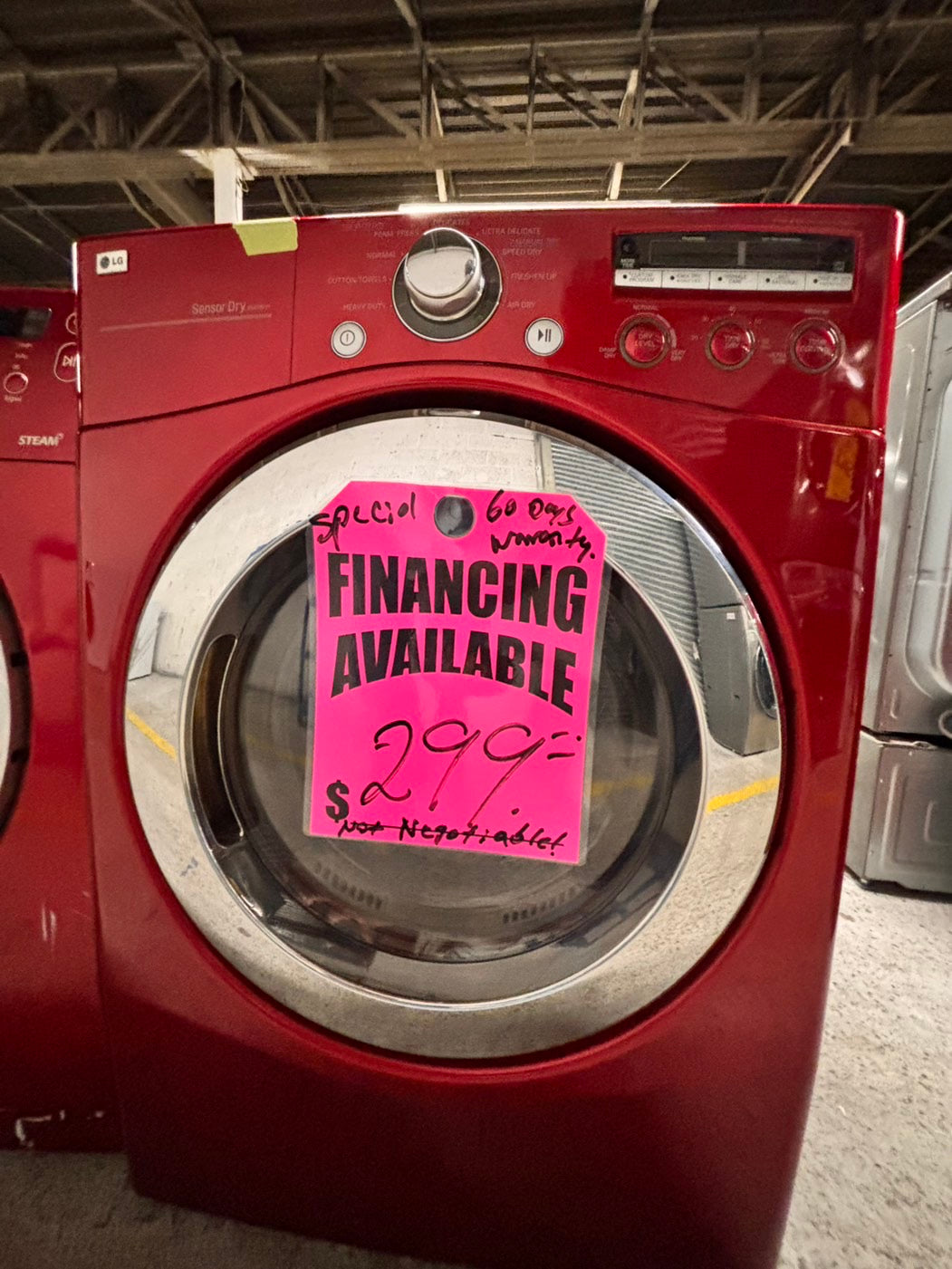 >special🔥LG sensor Dry front load stackable electric 220v dryer in red 27" #EDLAQ4B